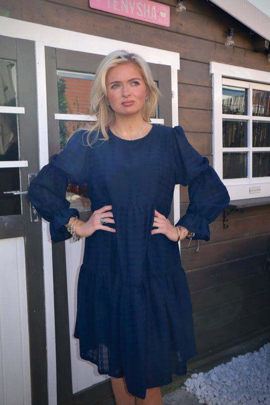 Navy Blue Flowy Dress – Casual Chic – Size M