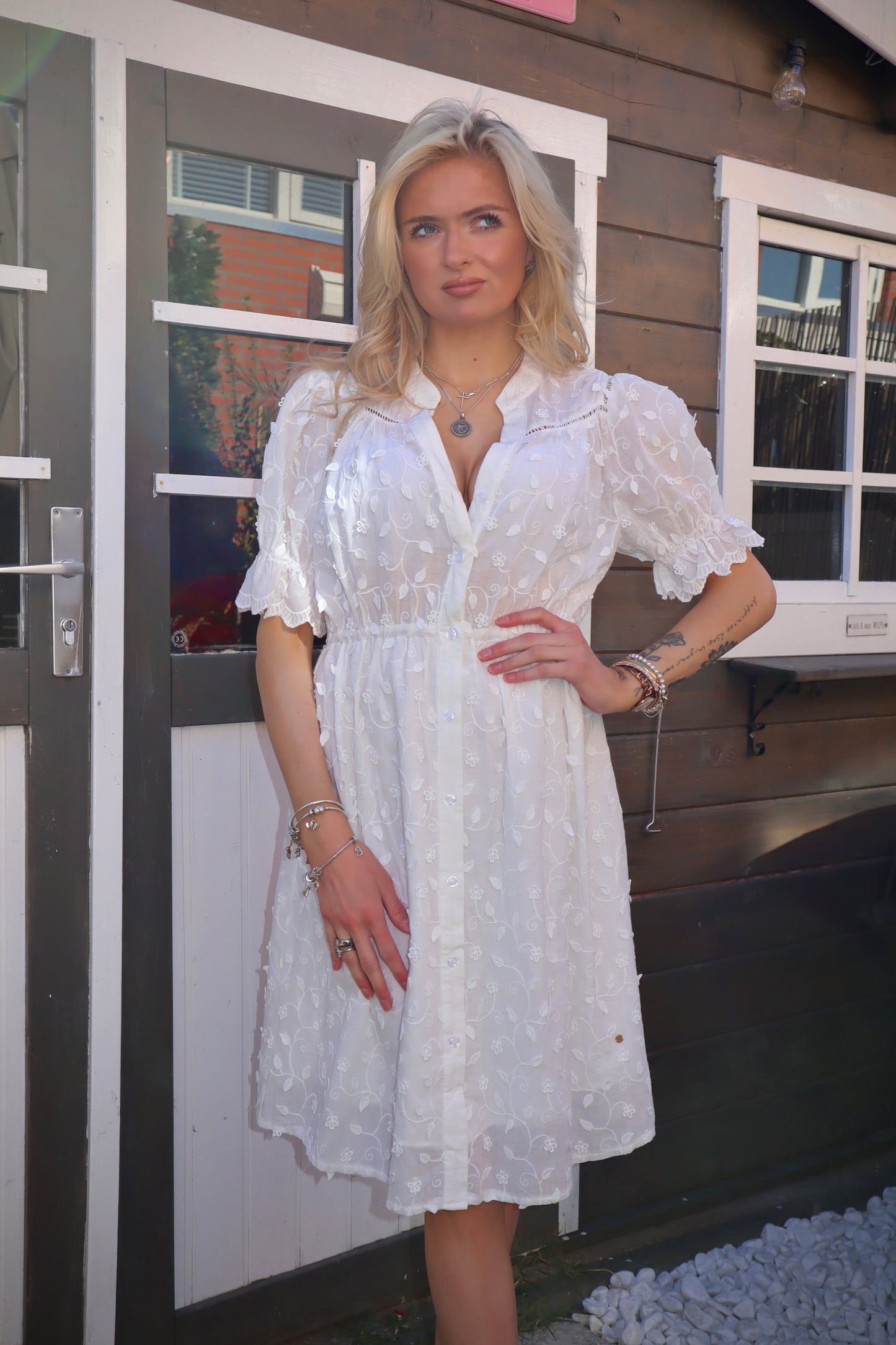 White Flowy Midi Dress – Size 40