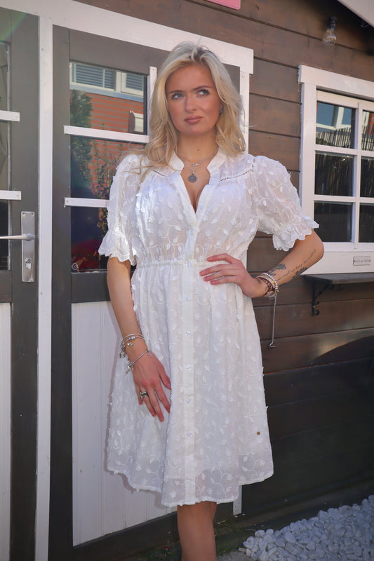 White Flowy Midi Dress – Size 40